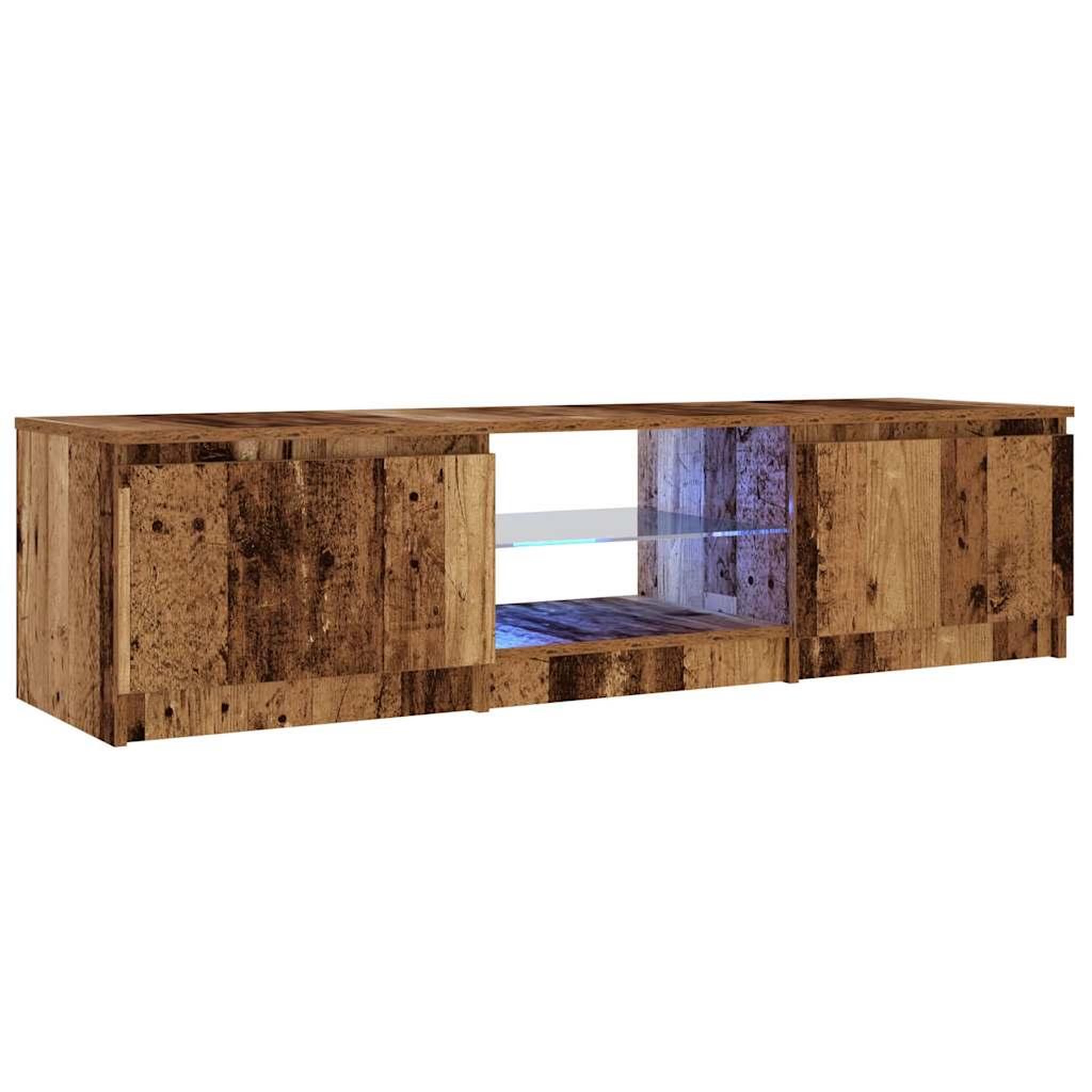 Voir la diapositive 5 : VIDAXL Meuble TV avec lumieres LED vieux bois bois d'ingenierie