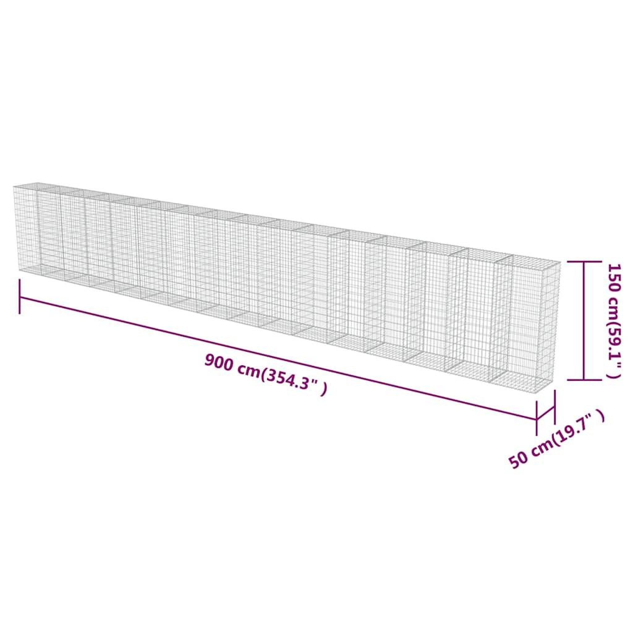 Voir la diapositive 6 : VIDAXL Mur a gabion avec couvercles Acier galvanise 900 x 50 x 150 cm