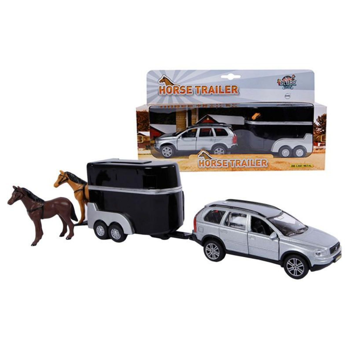 GLOB KIDS Kids Globe Die-cast Volvo XC90 with Horse trailer, 27 cm