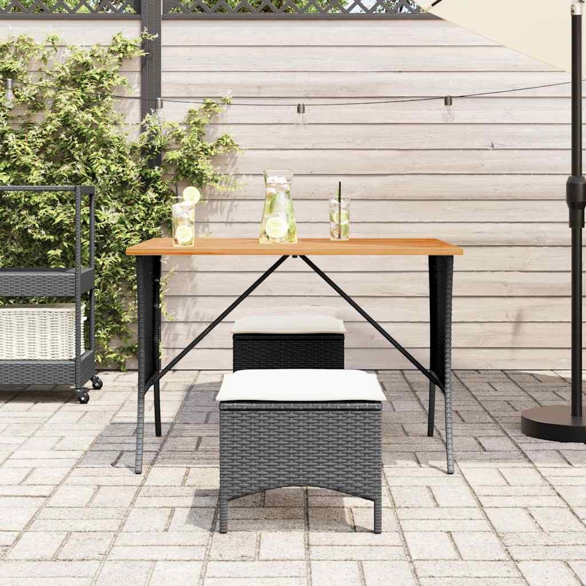 Voir la diapositive 2 : VIDAXL Table de jardin avec dessus en bois d'acacia noir 105x75x72 cm