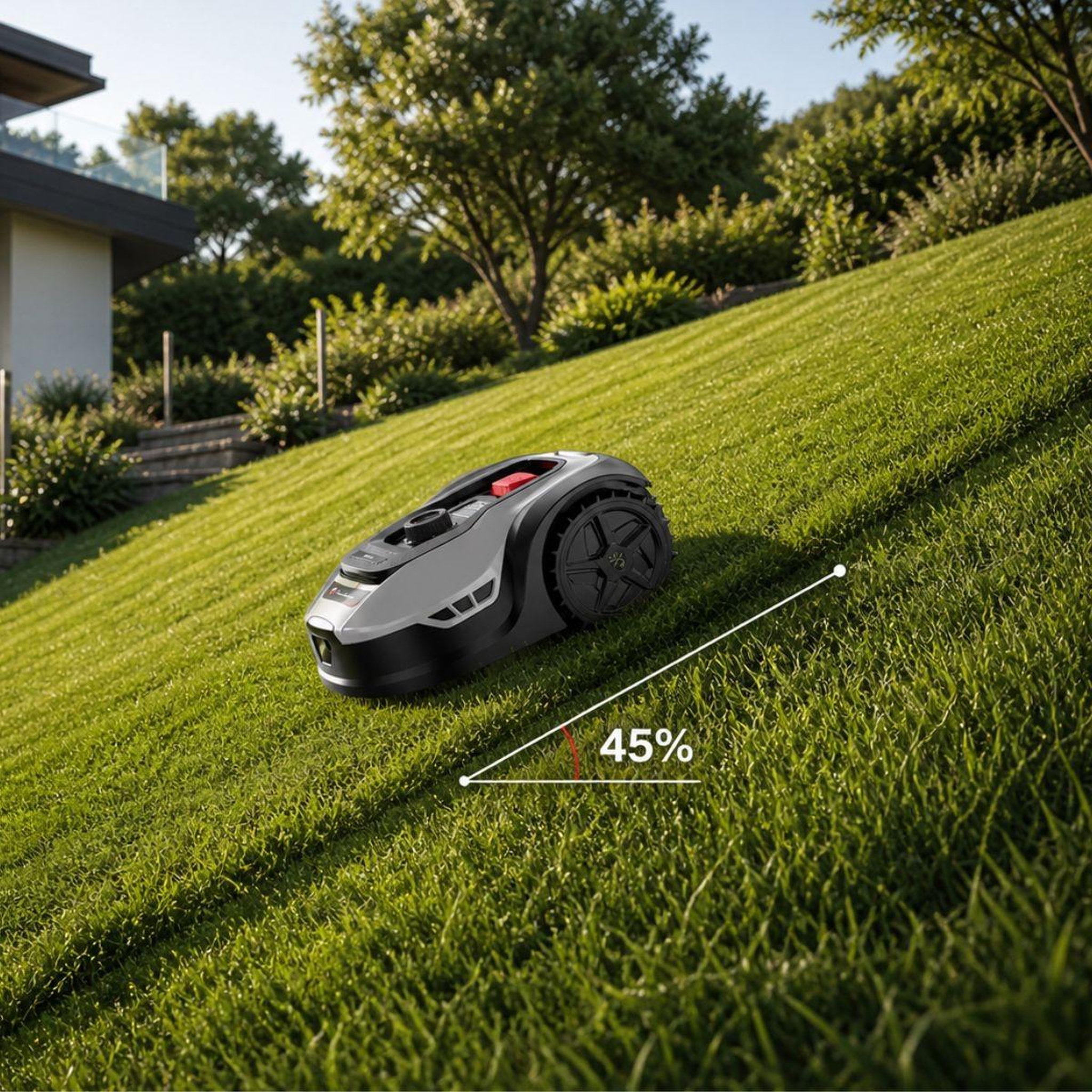 Voir la diapositive 3 : BY TONINO LAMBORGHINI GARDEN MACHINERY Robot tondeuse sans fil 500m2 installation facile 3 lames mulching coupe ø18cm 45% retour à la base autonome lamborghini