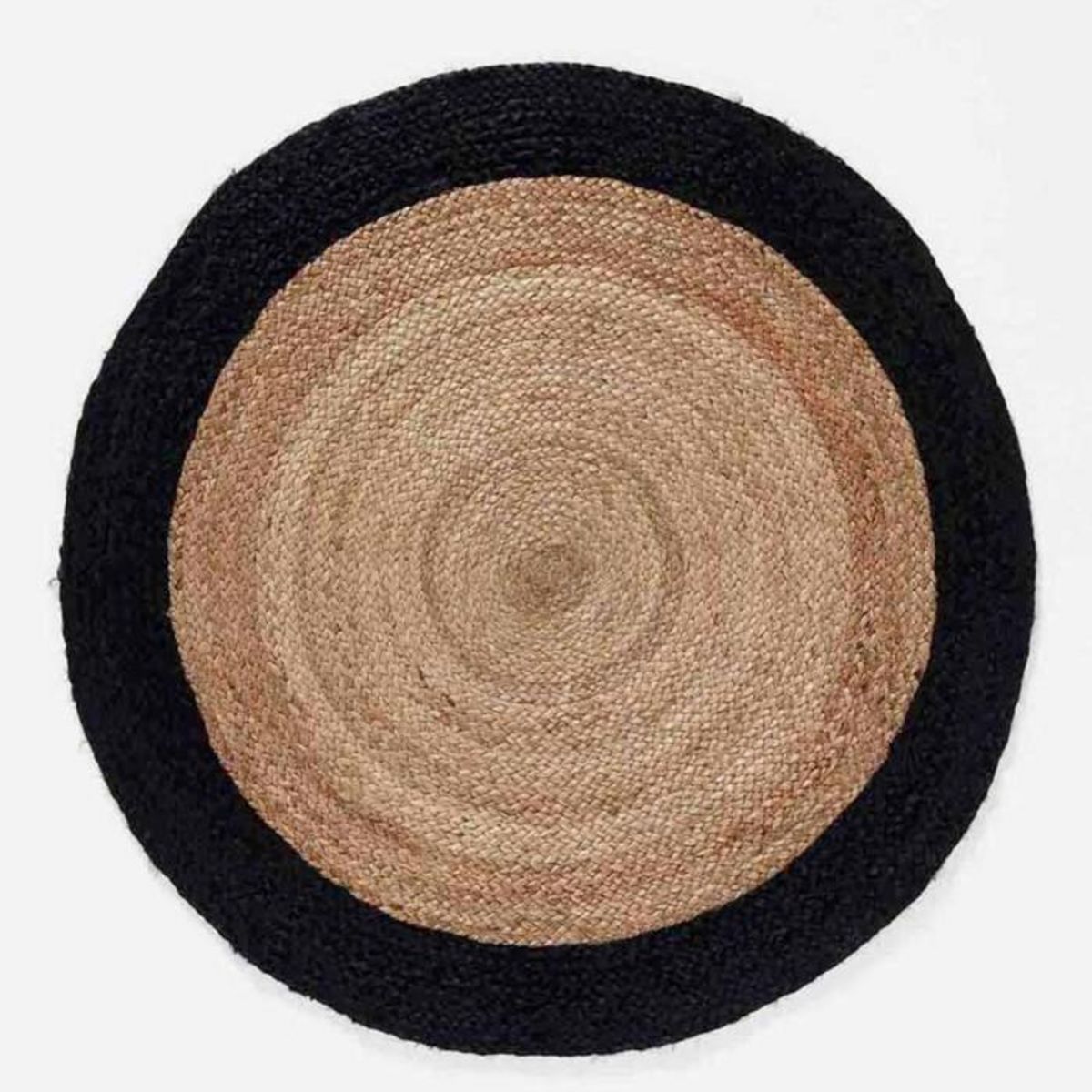 Paris Prix Tapis Rond Déco en Jute  Salem  90cm Noir
