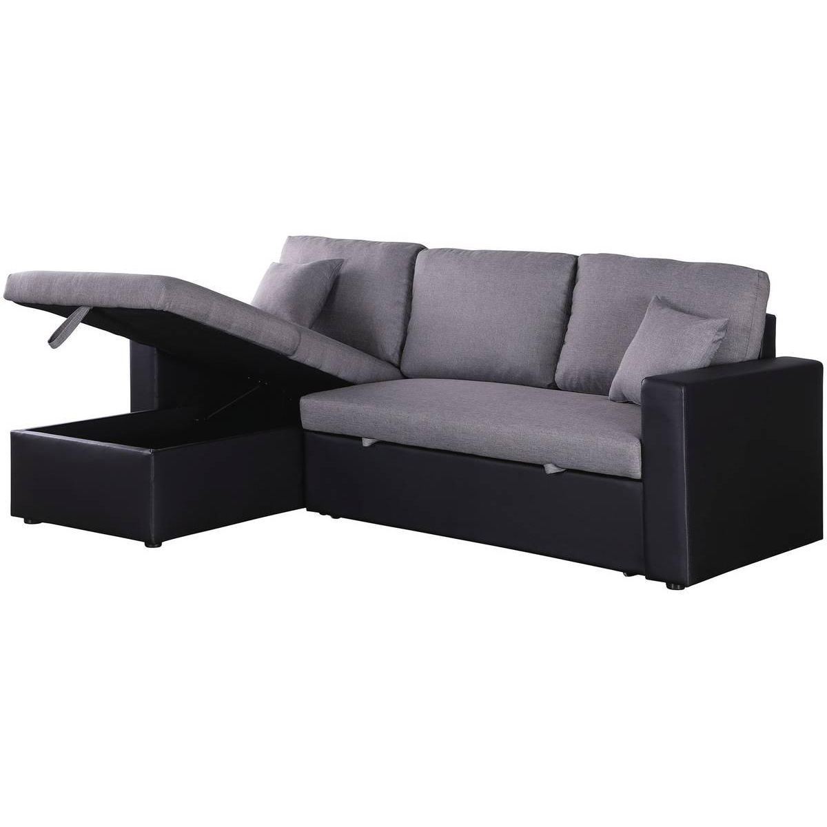 Habitat et Jardin Canapé d'angle convertible/ réversible avec coffre  Alain  - 3 places - Gris / Noir