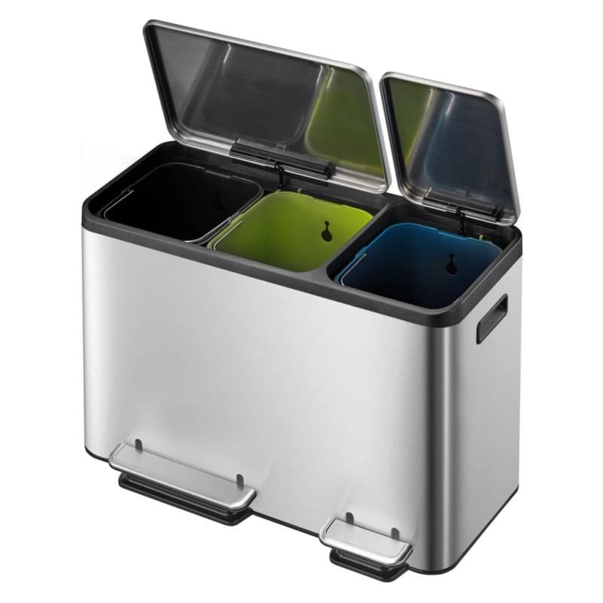 Voir la diapositive 3 : EKO EKO Poubelle à pédale EcoCasa 3x15 L Argenté mat