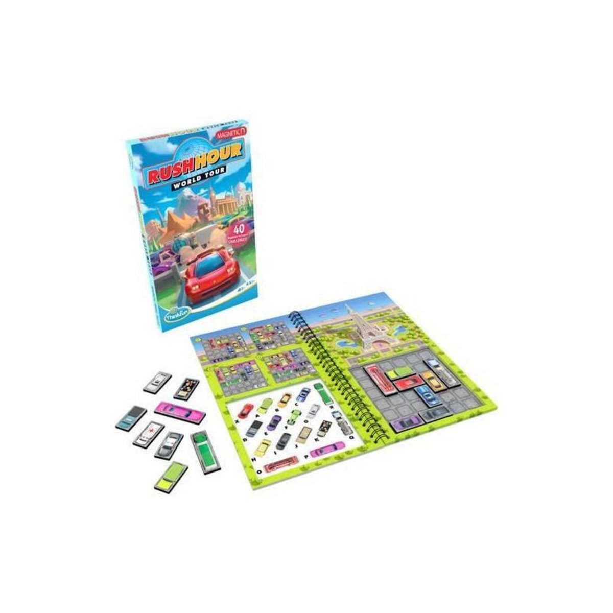 RAVENSBURGER Rush Hour World Tour, 40 défis, Jeux de logique magnétique, 1 Joueur, a partir de 8 Ans, Version voyage, 76544, Ravensburger