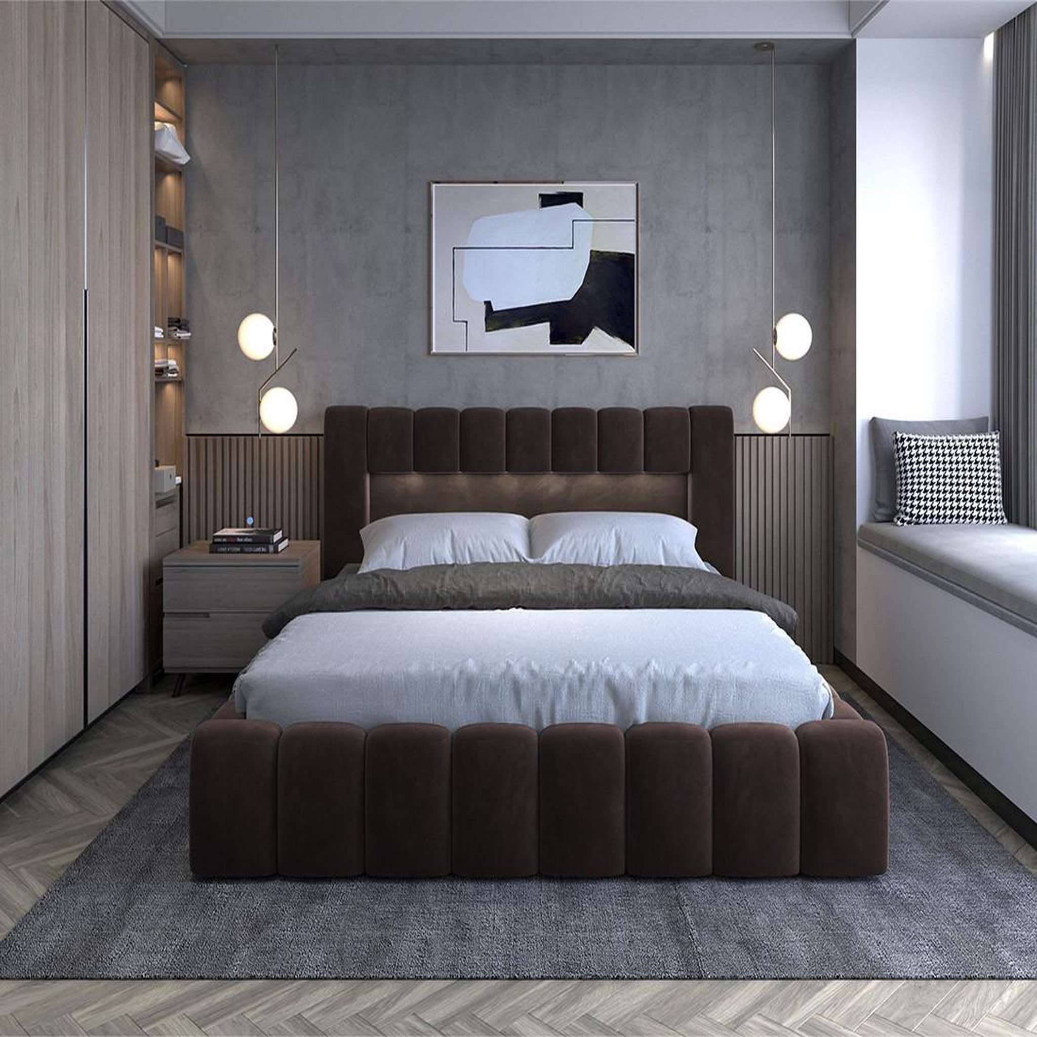 Voir la diapositive 5 : BEST MOBILIER Cleo - lit coffre avec led - 180x200 cm - sommier inclus - en velours