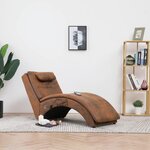 VIDAXL Chaise longue de massage avec oreiller Marron Similicuir daim