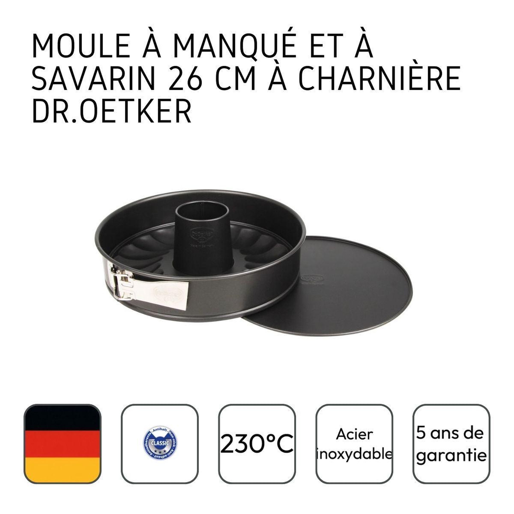 Voir la diapositive 4 : DR.OETKER Moule à manqué et à savarin double fond 26 cm dr.oetker tradition