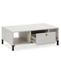 Voir la diapositive 2 : VS VENTA-STOCK Table Basse Javea 1 tiroir et 2 niches, Couleur Blanc et Bois, 100 cm Largeur