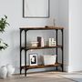 Voir la diapositive 1 : VIDAXL Table console chene fume 75x22,5x75 cm bois d'ingenierie