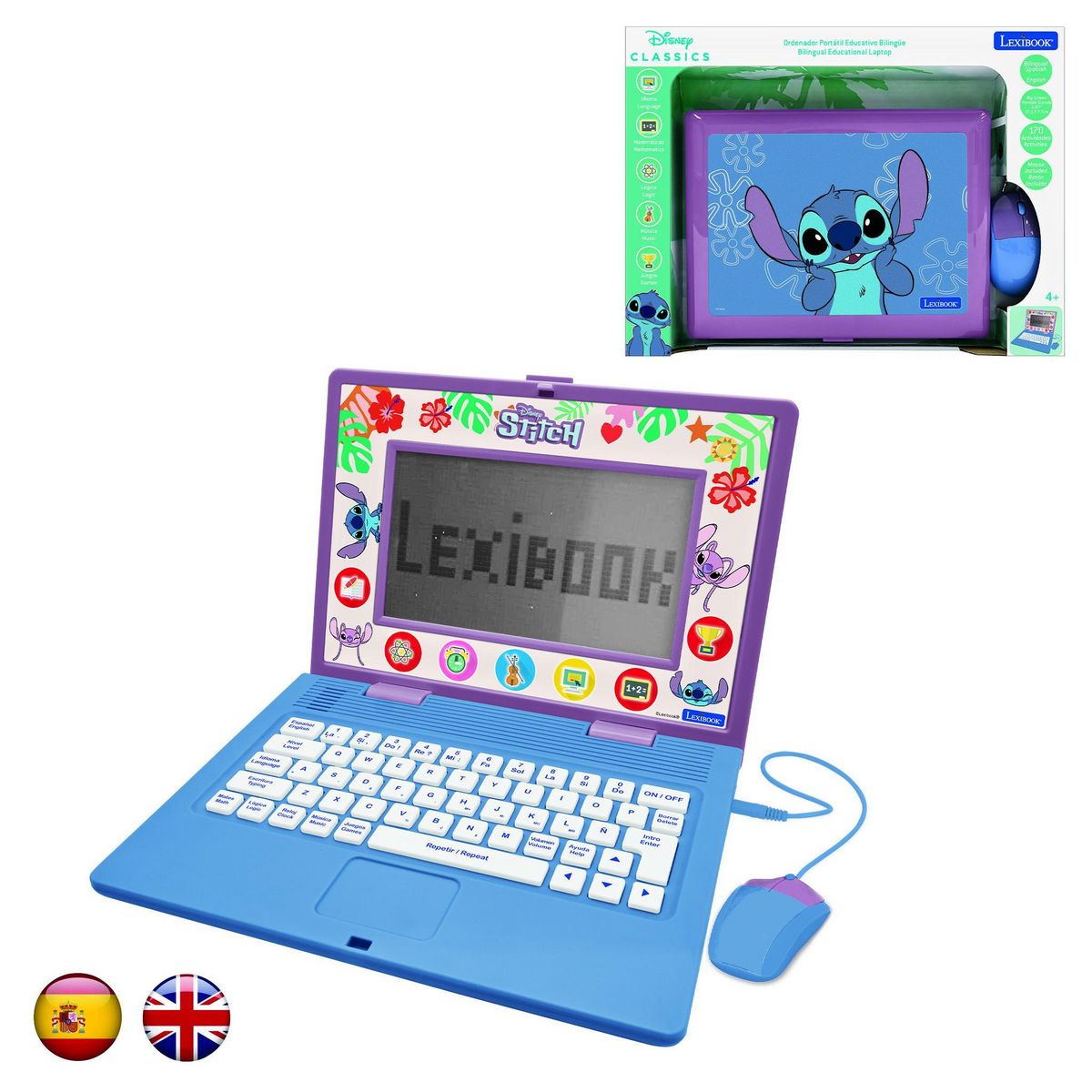 Lexibook Ordinateur éducatif bilingue Stitch (EN/ES)