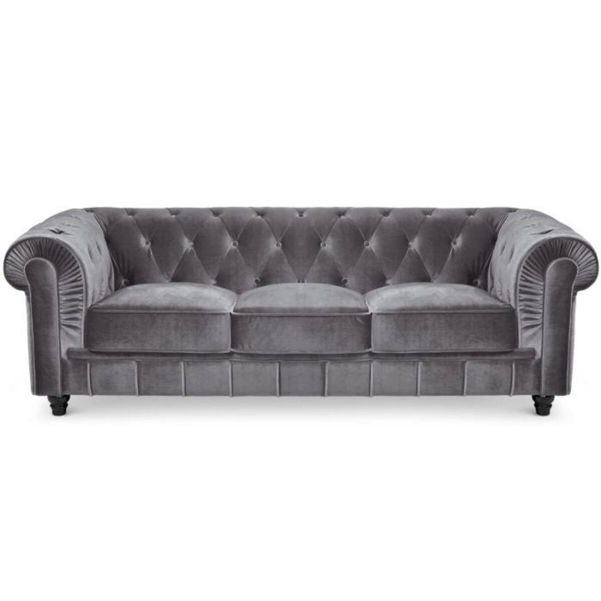 Paris Prix Canapé 3 Places Velours  Chesterfield  209cm Argent