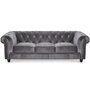 Voir la diapositive 1 : Paris Prix Canapé 3 Places Velours  Chesterfield  209cm Argent