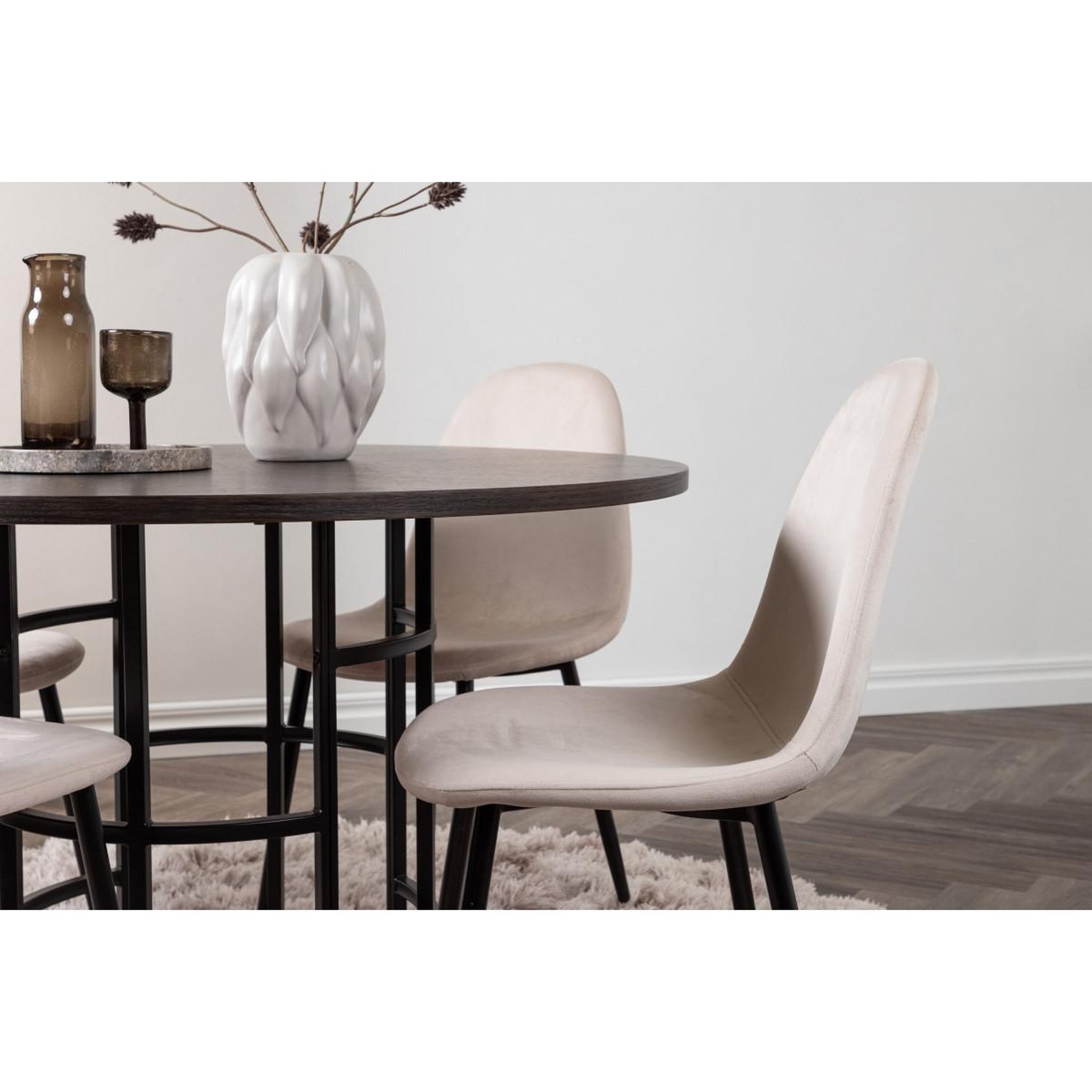 Voir la diapositive 4 : Paris Prix Ensemble table à manger & 4 chaises  copenhagen & polar  115cm marron & beige