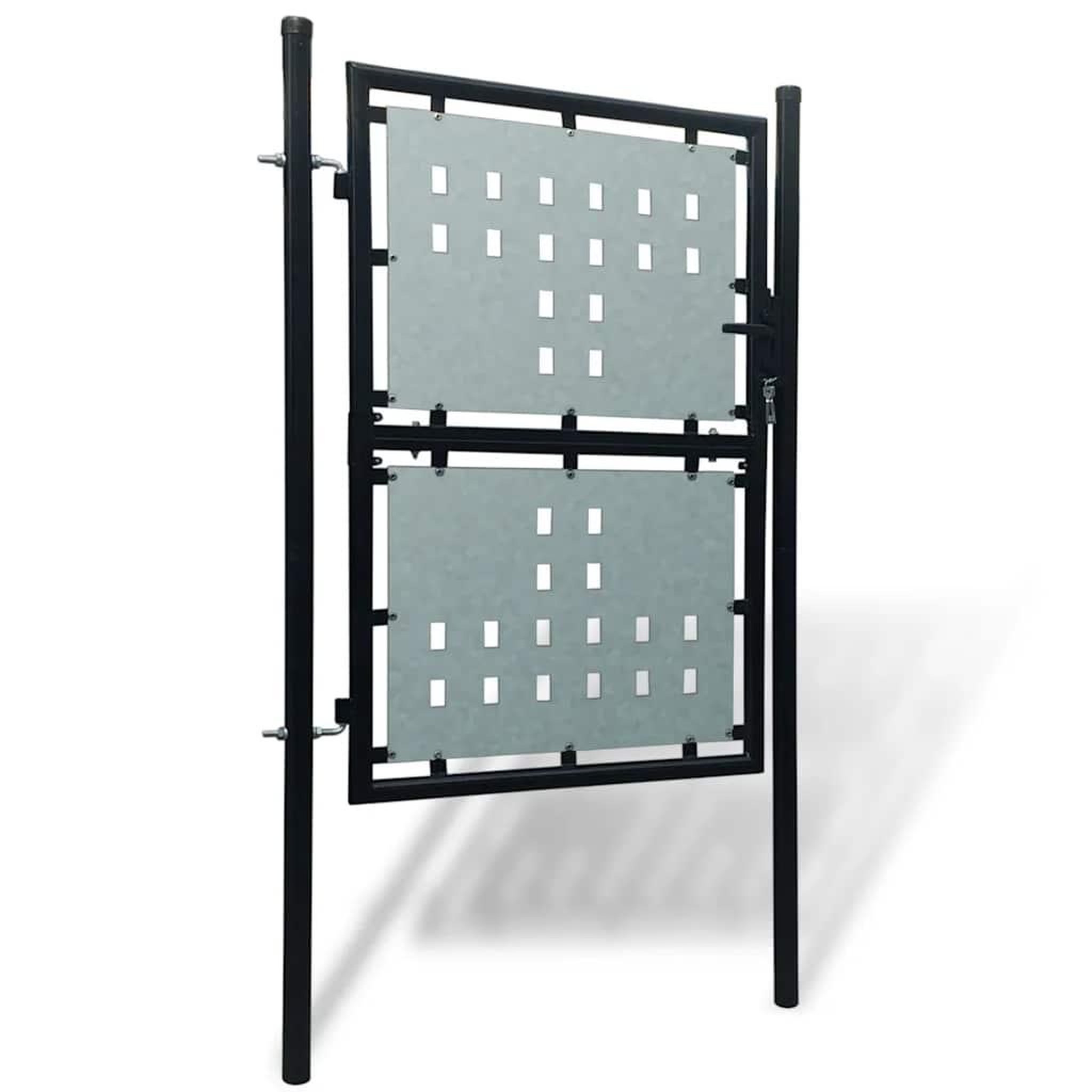 Voir la diapositive 2 : VIDAXL Portail de cloture noir a une porte 100x125 cm