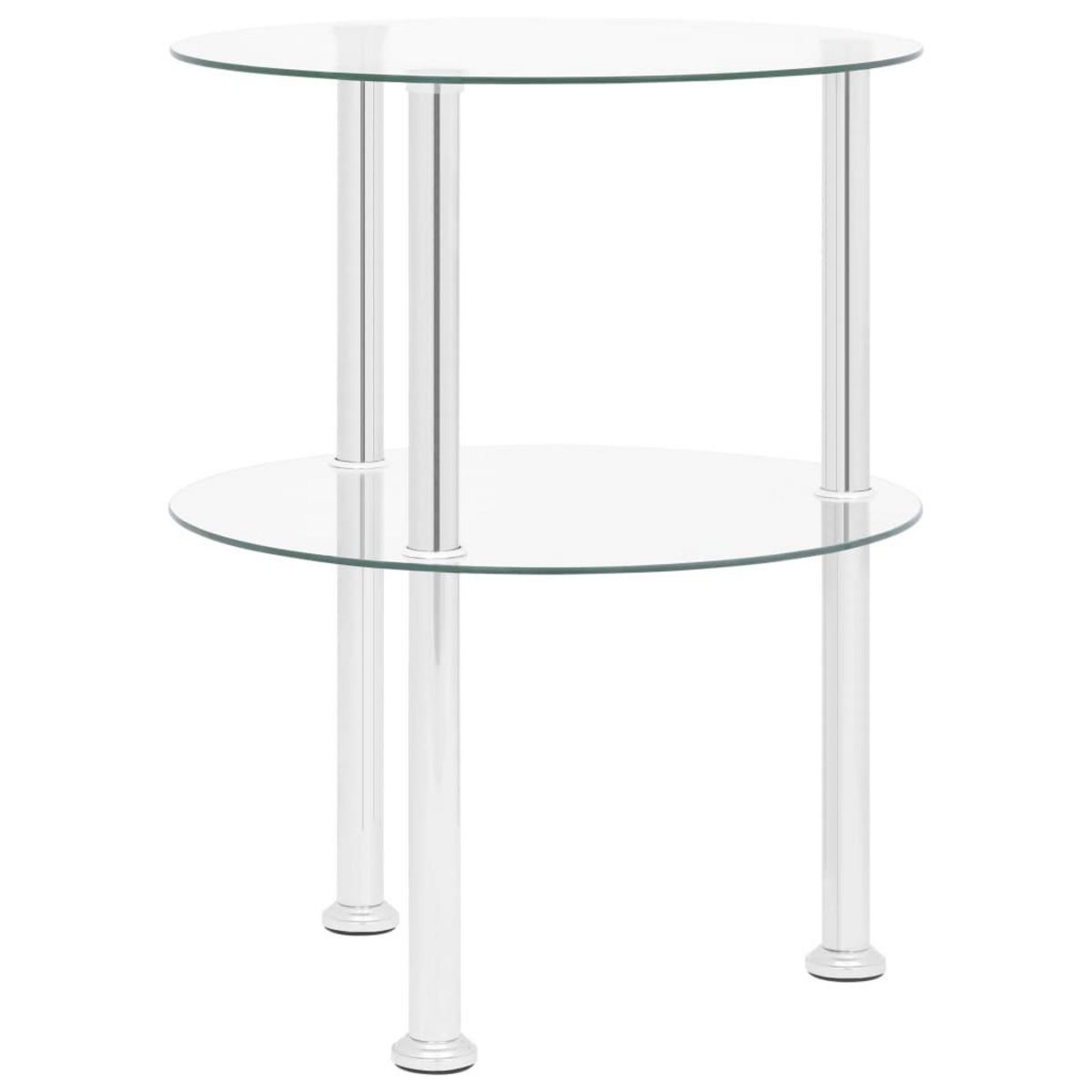 VIDAXL Table d'appoint 2 niveaux Transparent 38 cm Verre trempe