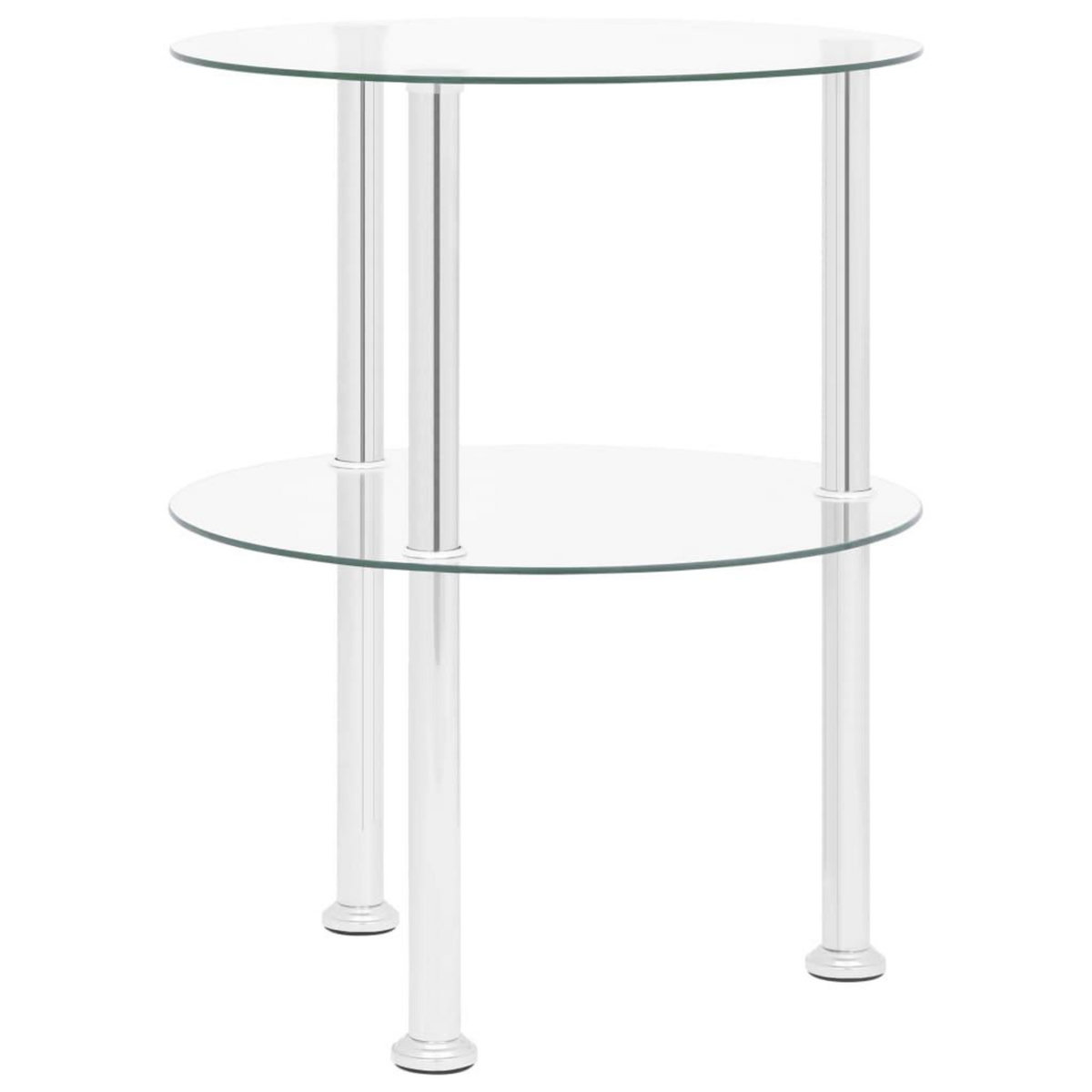 VIDAXL Table d'appoint 2 niveaux Transparent 38 cm Verre trempe