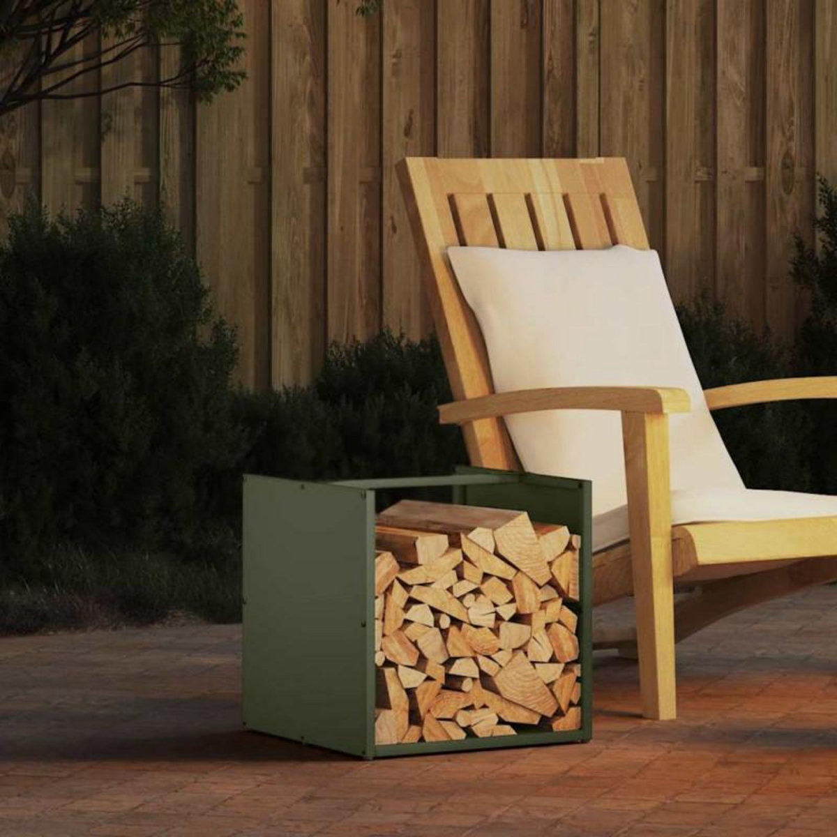 VIDAXL Portant de bois chauffage vert olive 40x40x40 cm
