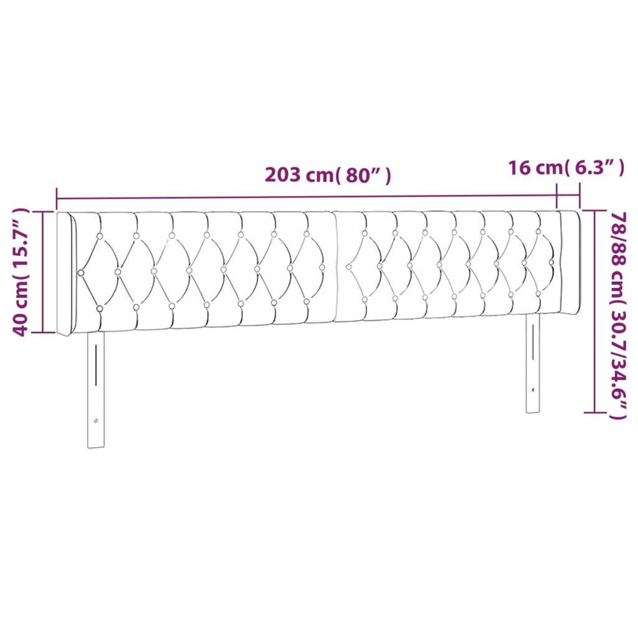 Voir la diapositive 6 : VIDAXL Tete de lit a LED Bleu 203x16x78/88 cm Tissu