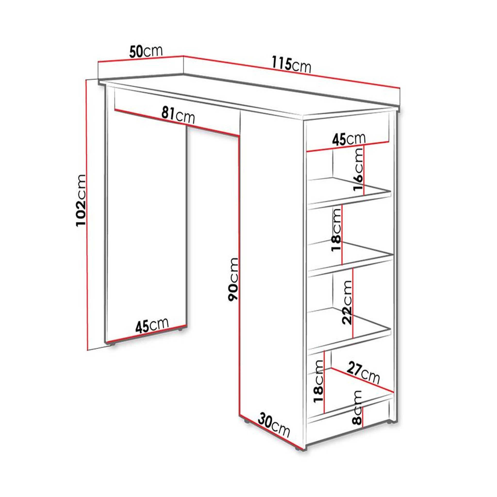 Voir la diapositive 4 : BEST MOBILIER Drazic - table de bar avec rangements - blanc - de 2 à 4 personnes