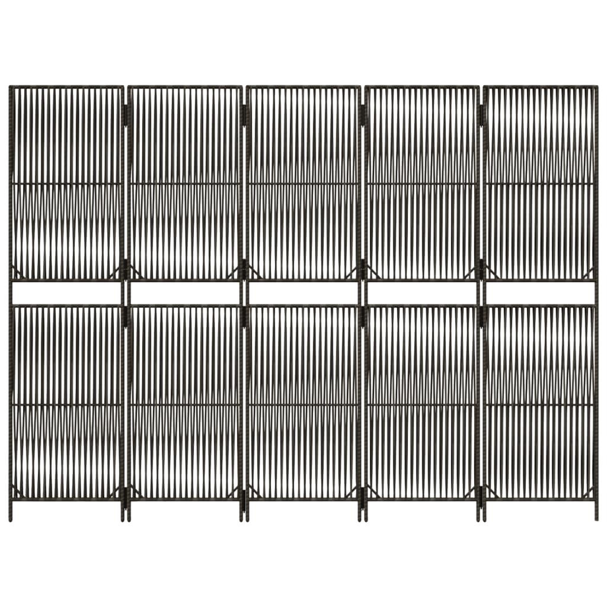 Voir la diapositive 5 : VIDAXL Cloison de separation 5 panneaux gris resine tressee
