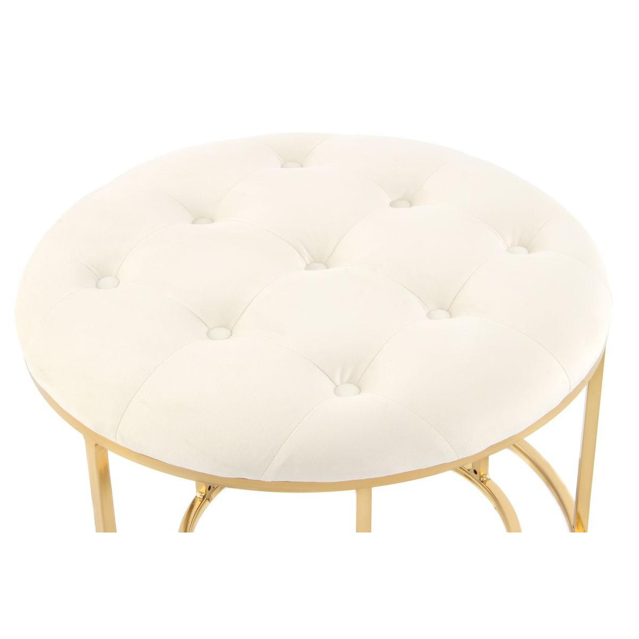 Voir la diapositive 2 : Paris Prix Lot de 2 tabourets  becky  60cm ivoire & or