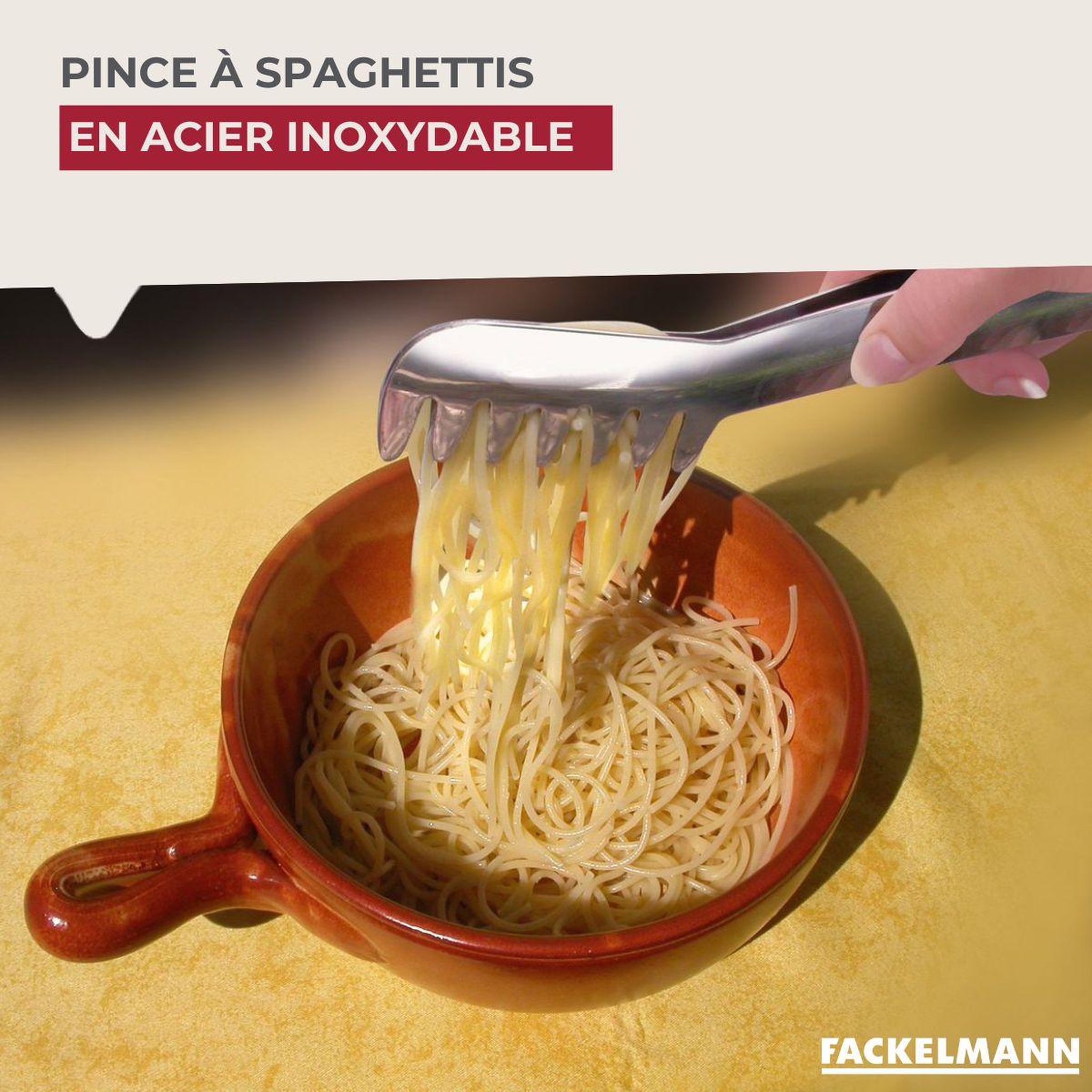 Voir la diapositive 2 : Fackelmann Ensemble de 2 pinces à spaghettis, de cuisine en acier inoxydable 19 cm fackelmann