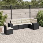 VIDAXL Salon de jardin 6 pcs avec coussins noir resine tressee