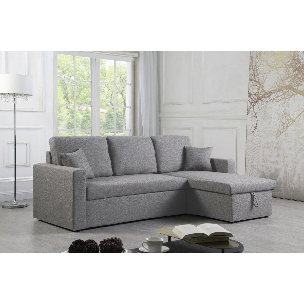 Habitat et Jardin Canapé d'angle convertible/ réversible avec coffre  Alain II  - 3 places - Gris clair