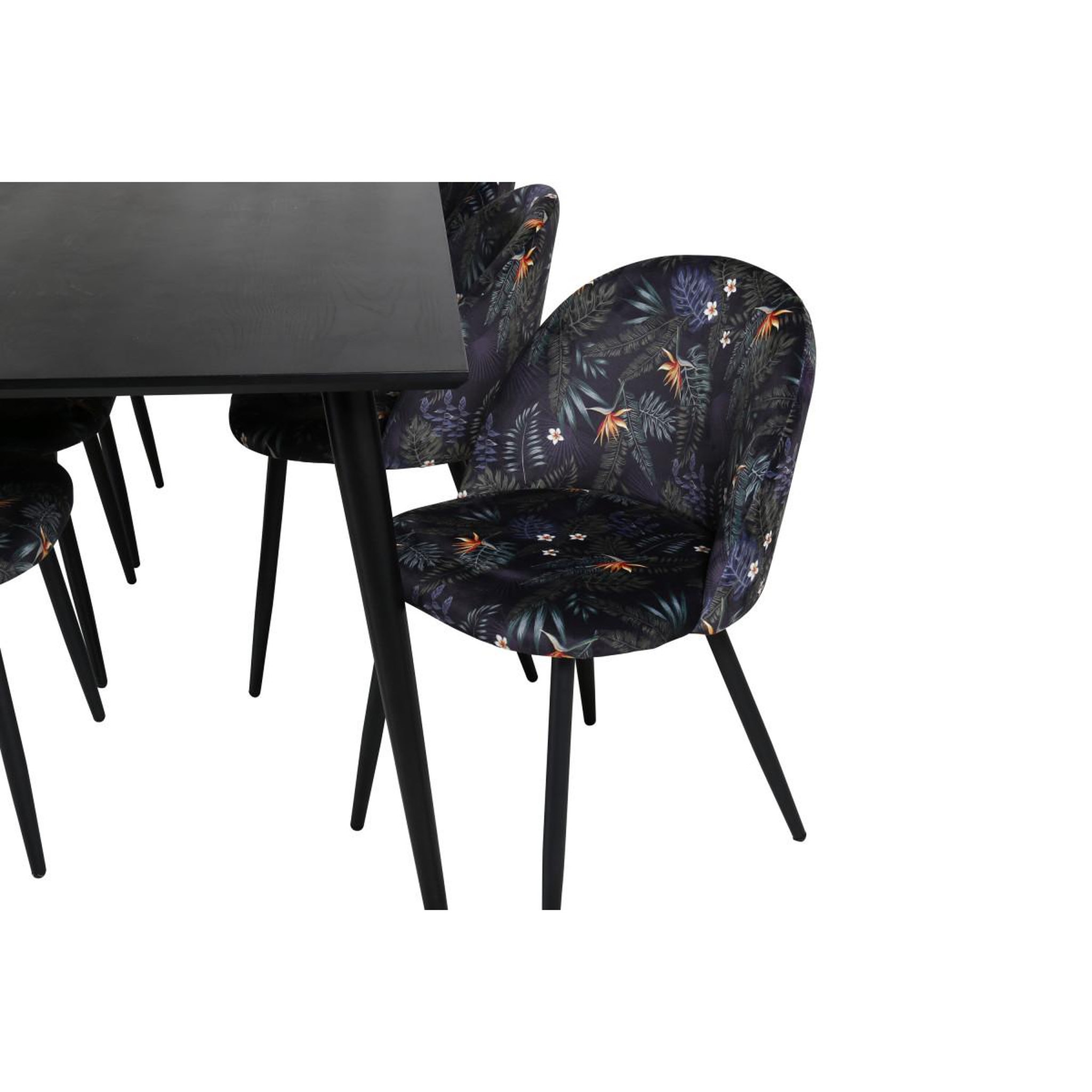 Voir la diapositive 5 : Paris Prix Ensemble table à manger & 6 chaises  dipp & velvet  180cm noir & multicolore