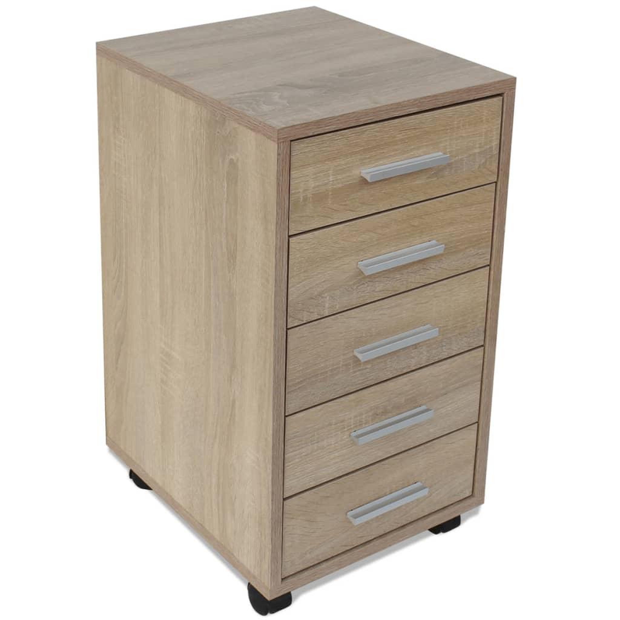 Voir la diapositive 4 : VIDAXL Caisson a tiroir de bureau avec roulettes 5 tiroirs Chene