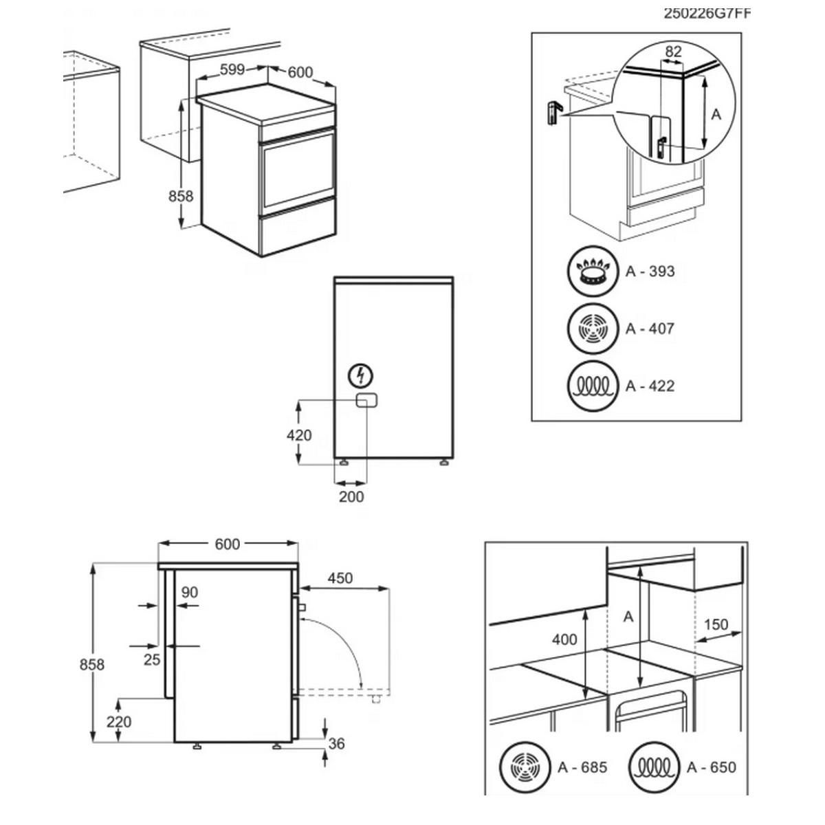 ELECTROLUX Cuisinière vitrocéramique 58l 4 feux blanc - LKR664177W