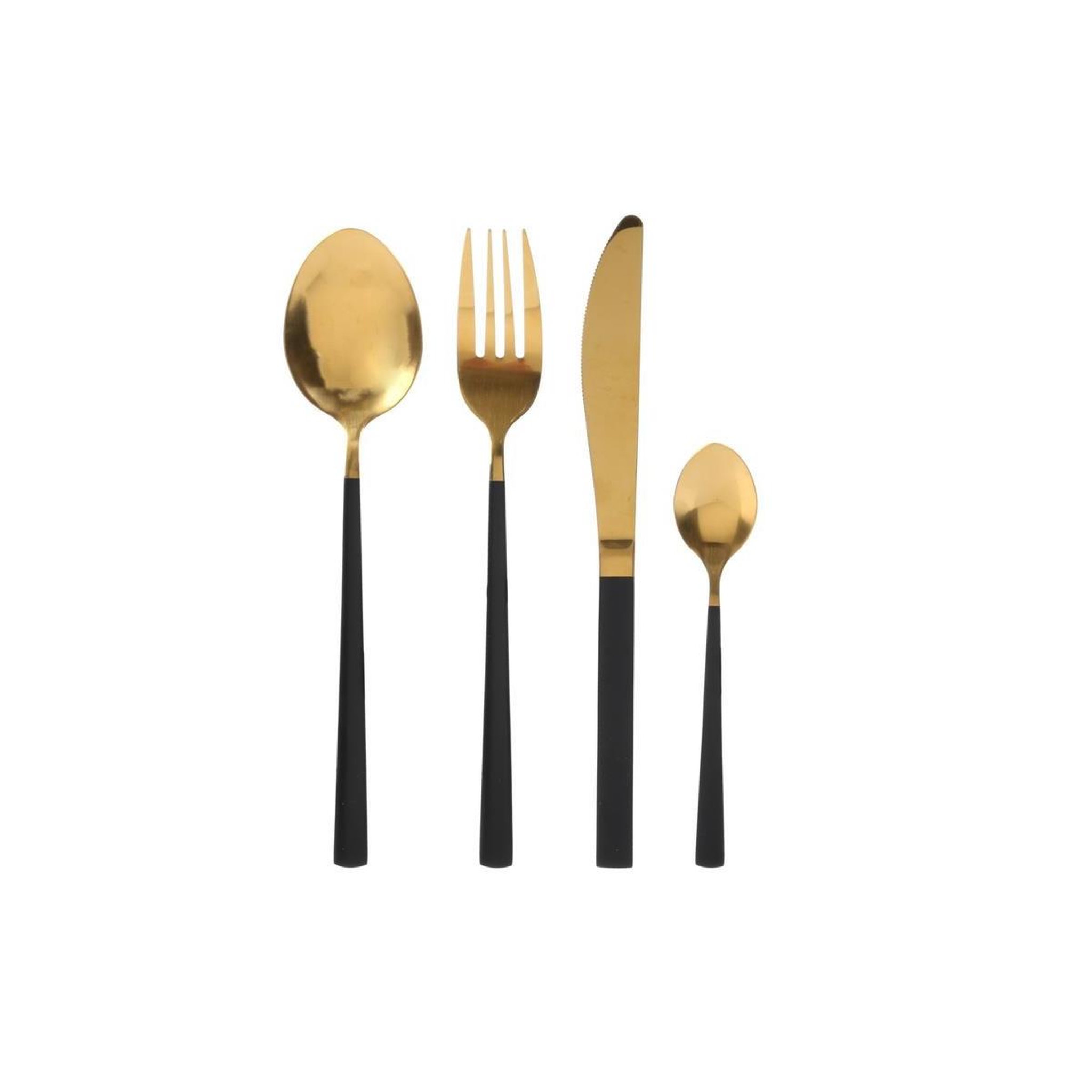 The Home Deco Factory Ménagère 16 Pièces  Manche Noir  21cm Or