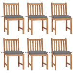 VIDAXL Chaises de jardin lot de 6 avec coussins Bois de teck massif