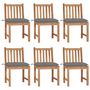 Voir la diapositive 1 : VIDAXL Chaises de jardin lot de 6 avec coussins Bois de teck massif