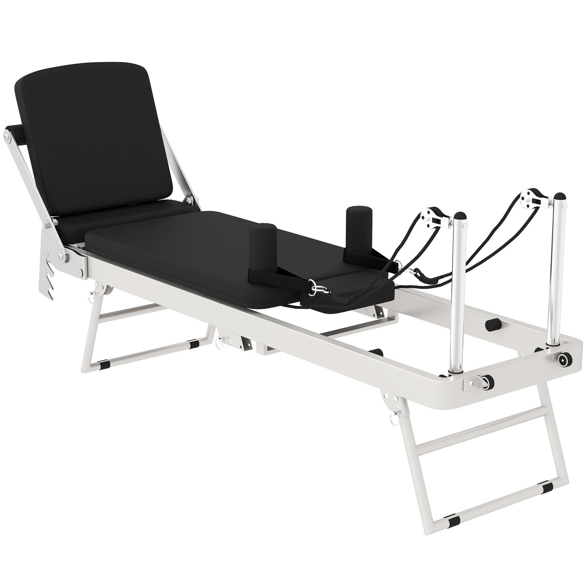 HOMCOM Machine reformer pilates pliable système hybride 4 ressorts acier blanc