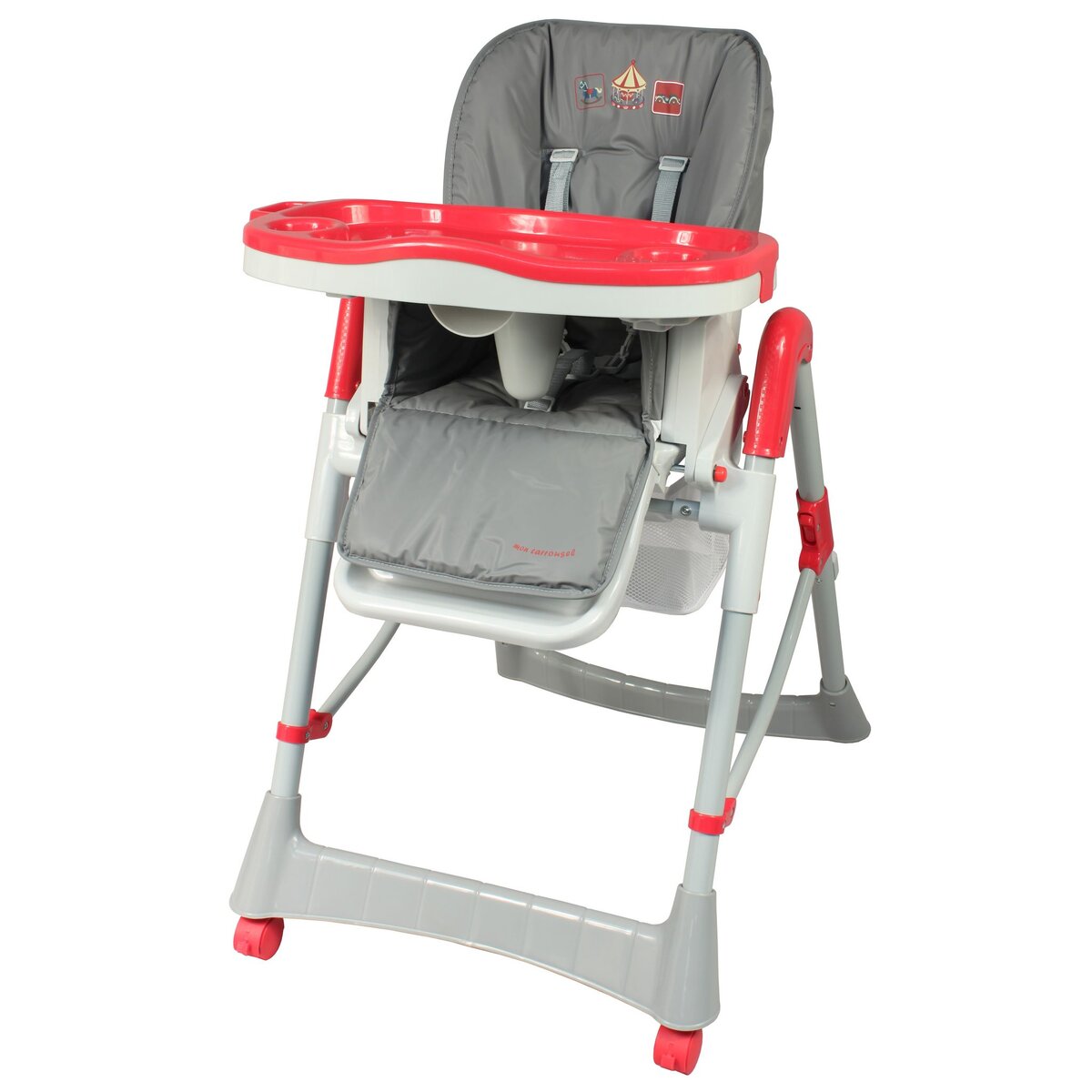 BAMBISOL Chaise haute bébé rouge/gris Carrousel 