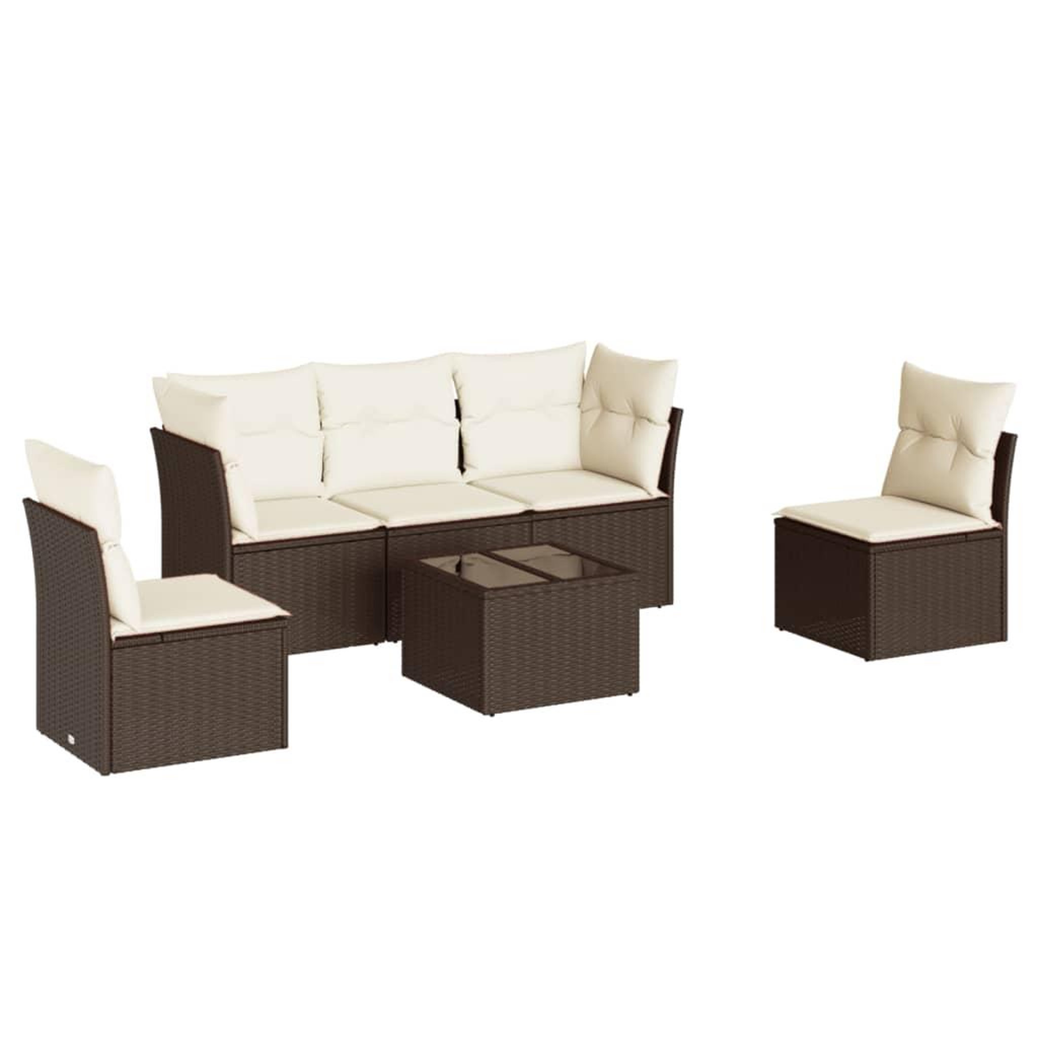 Voir la diapositive 2 : VIDAXL Salon de jardin avec coussins 6 pcs marron resine tressee