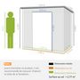 Voir la diapositive 3 : OUTSUNNY Abri de jardin cabanon dim. 191L x 130l x 166H cm porte verrouillable ventilations tôle acier ondulé gris
