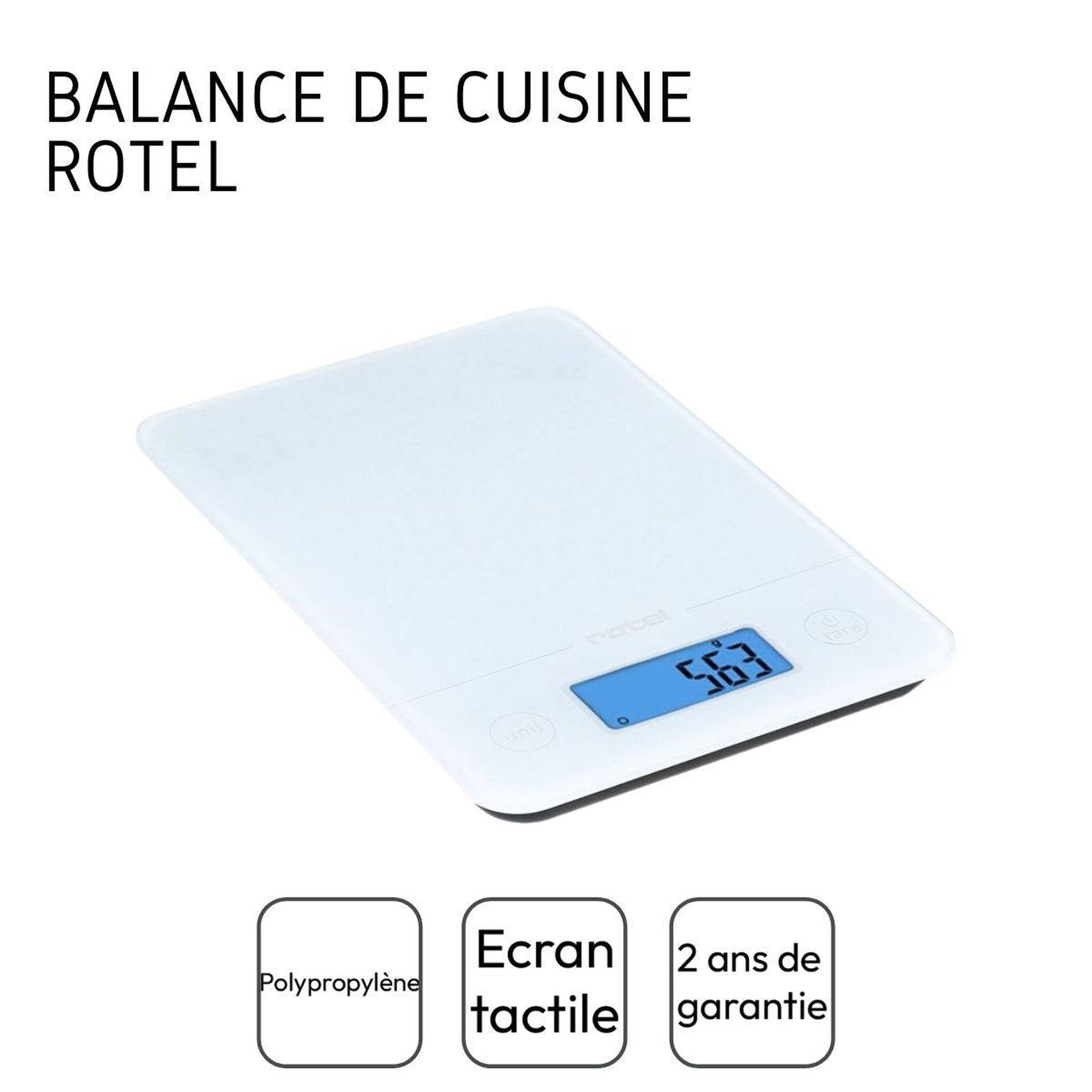 Voir la diapositive 4 : Rotel Balance de cuisine blanche électronique écran tactile rotel