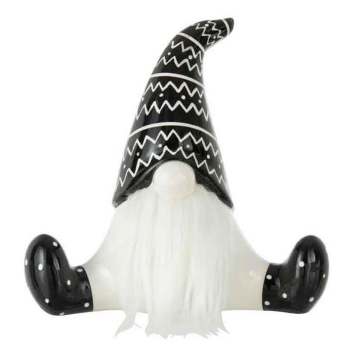 Paris Prix Statuette Déco  Père Noël Assis  25cm Noir & Blanc