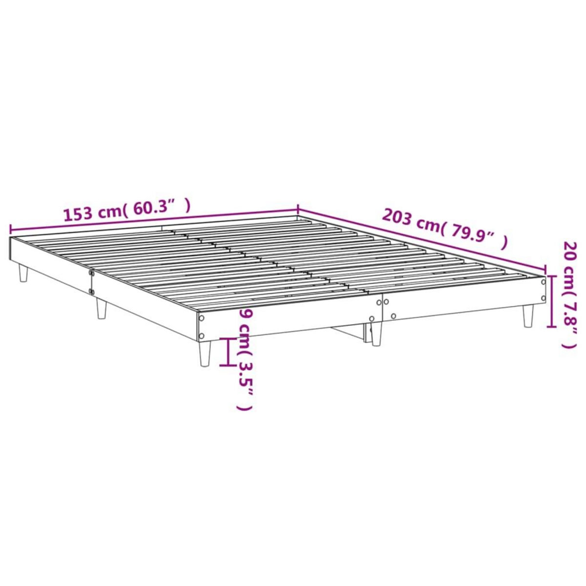 VIDAXL Cadre de lit sans matelas chene fume 150x200 cm bois ingenierie