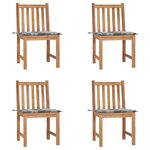 VIDAXL Chaises de jardin lot de 4 avec coussins Bois de teck massif