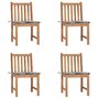 Voir la diapositive 1 : VIDAXL Chaises de jardin lot de 4 avec coussins Bois de teck massif