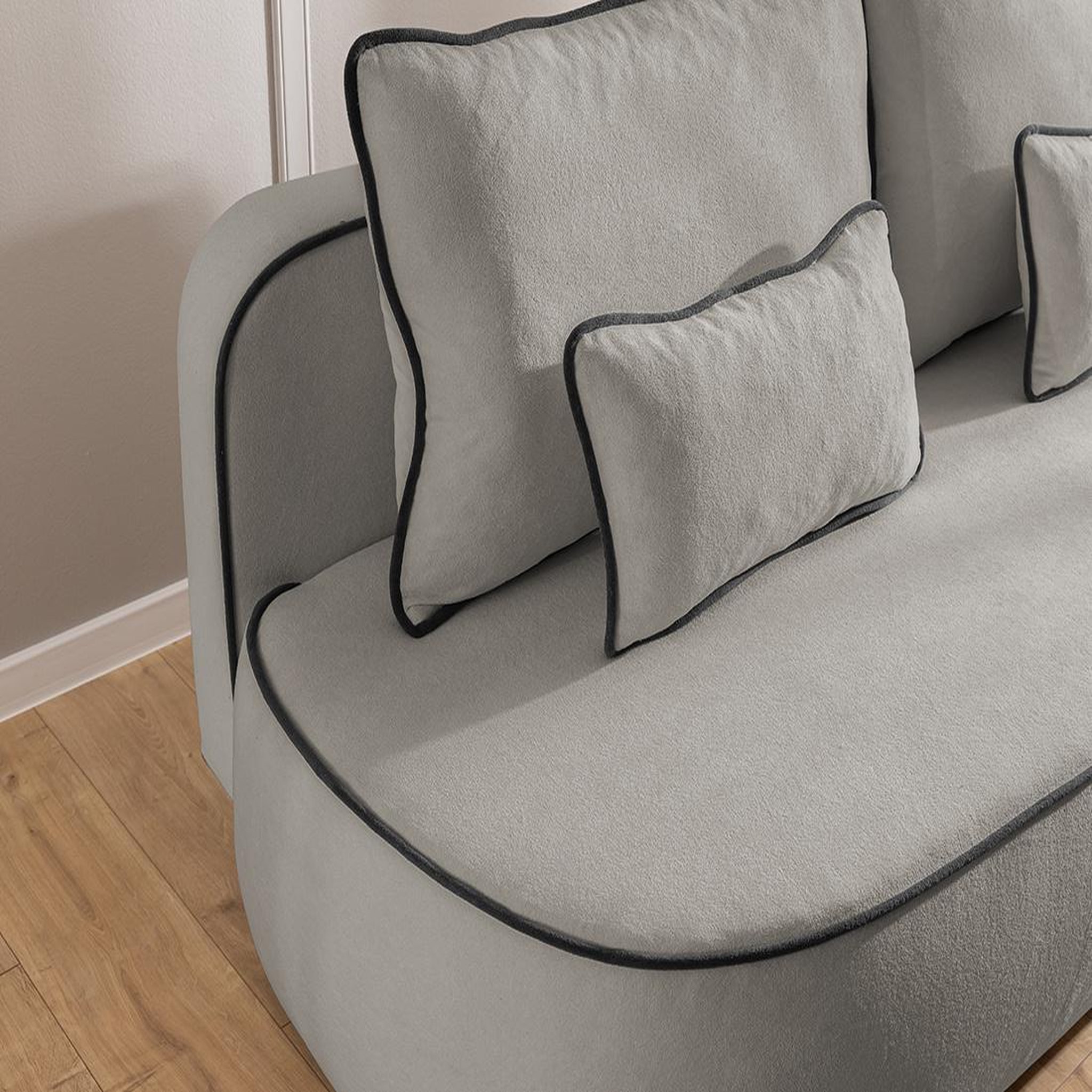 Voir la diapositive 4 : BEST MOBILIER Laurine - canapé droit 3 places convertible avec coffre en velours