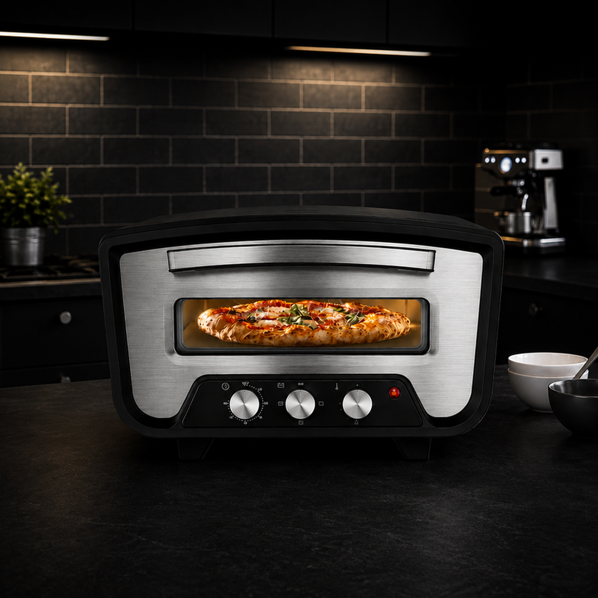 Voir la diapositive 4 : KITCHENCOOK Kitchencook - k pizza lite - four à pizza électrique - cuisson 3 minutes - 2200w - 430°c