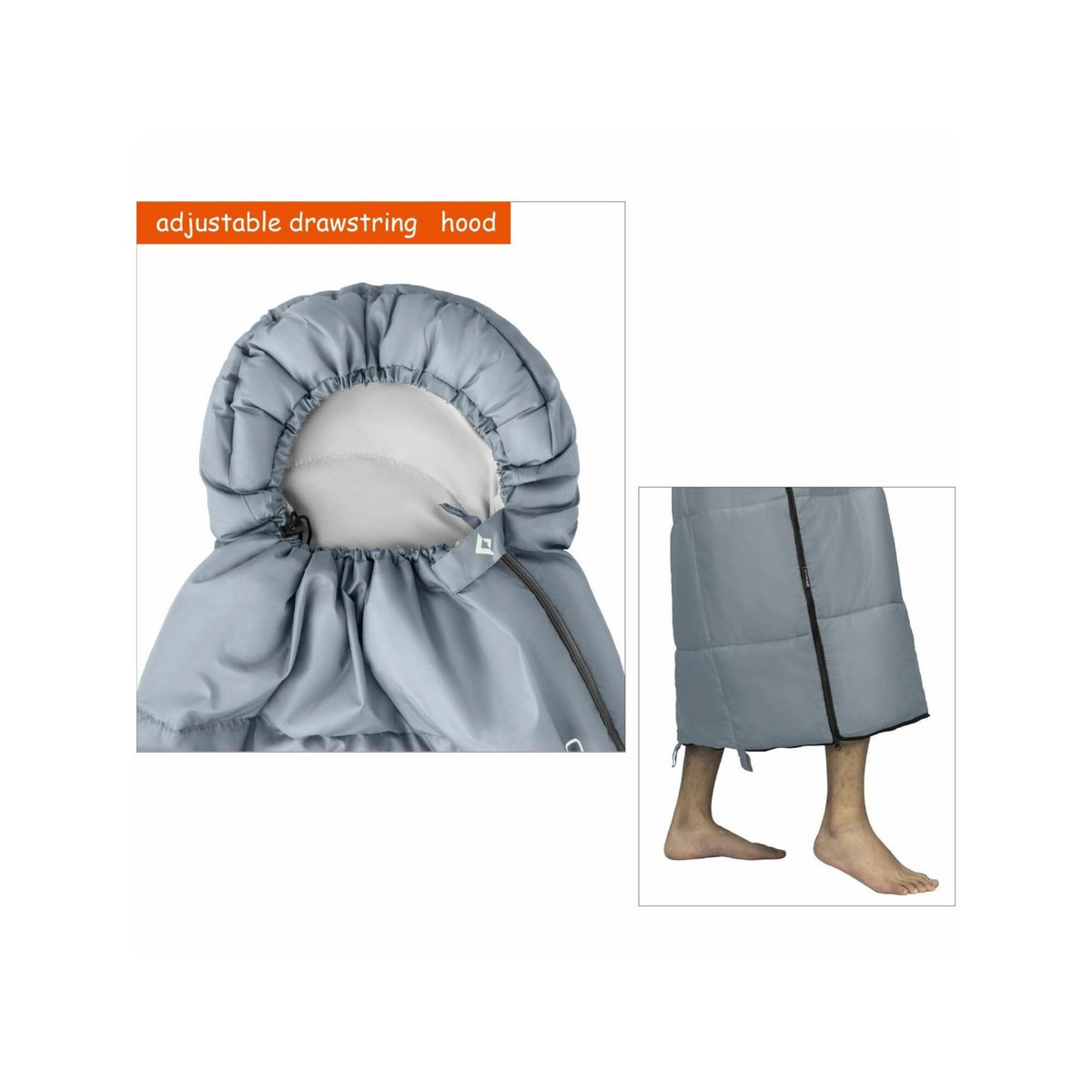 KINGCAMP Sac de couchage 2 places - Kingcamp - Modèle Oasis - Gris - 235 x 160 cm