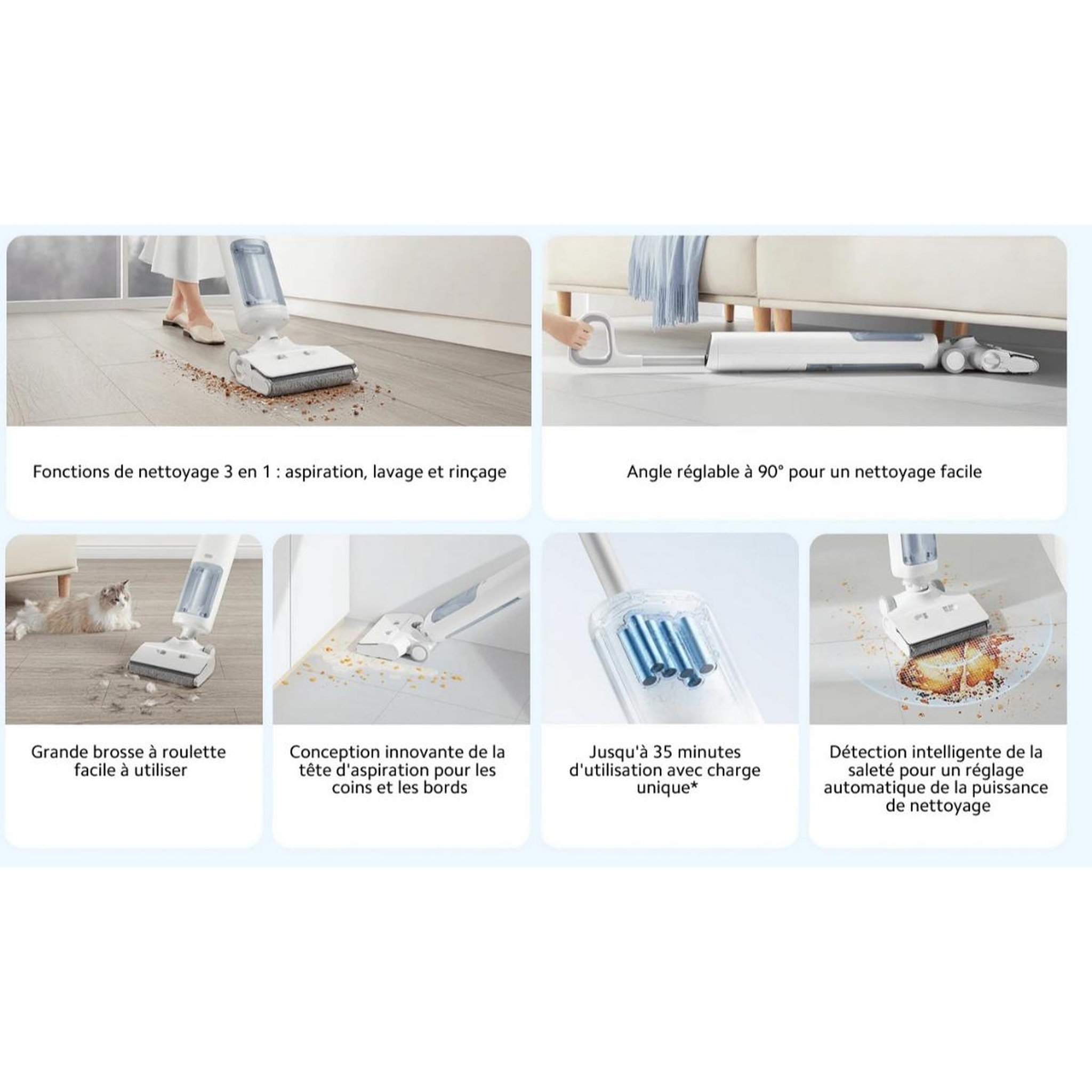 Voir la diapositive 3 : XIAOMI Aspirateur laveur rechargeable 220w v blanc - w10 pro