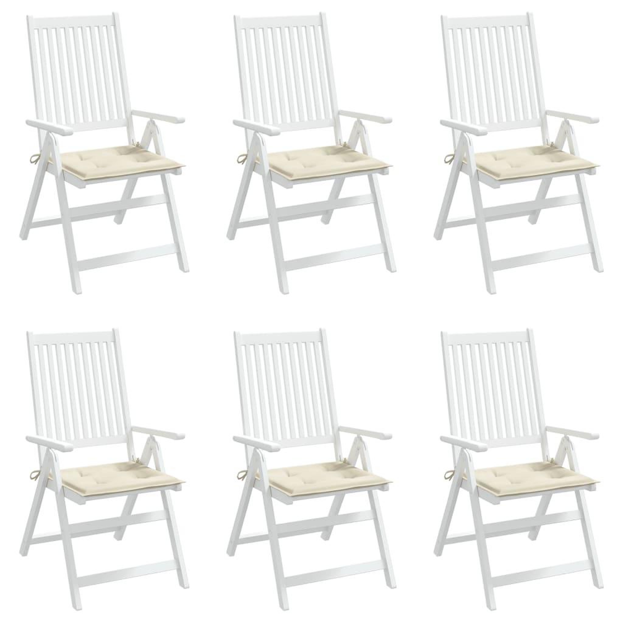 Voir la diapositive 4 : VIDAXL Coussins de chaise jardin lot de 6 creme 40x40x3cm tissu oxford