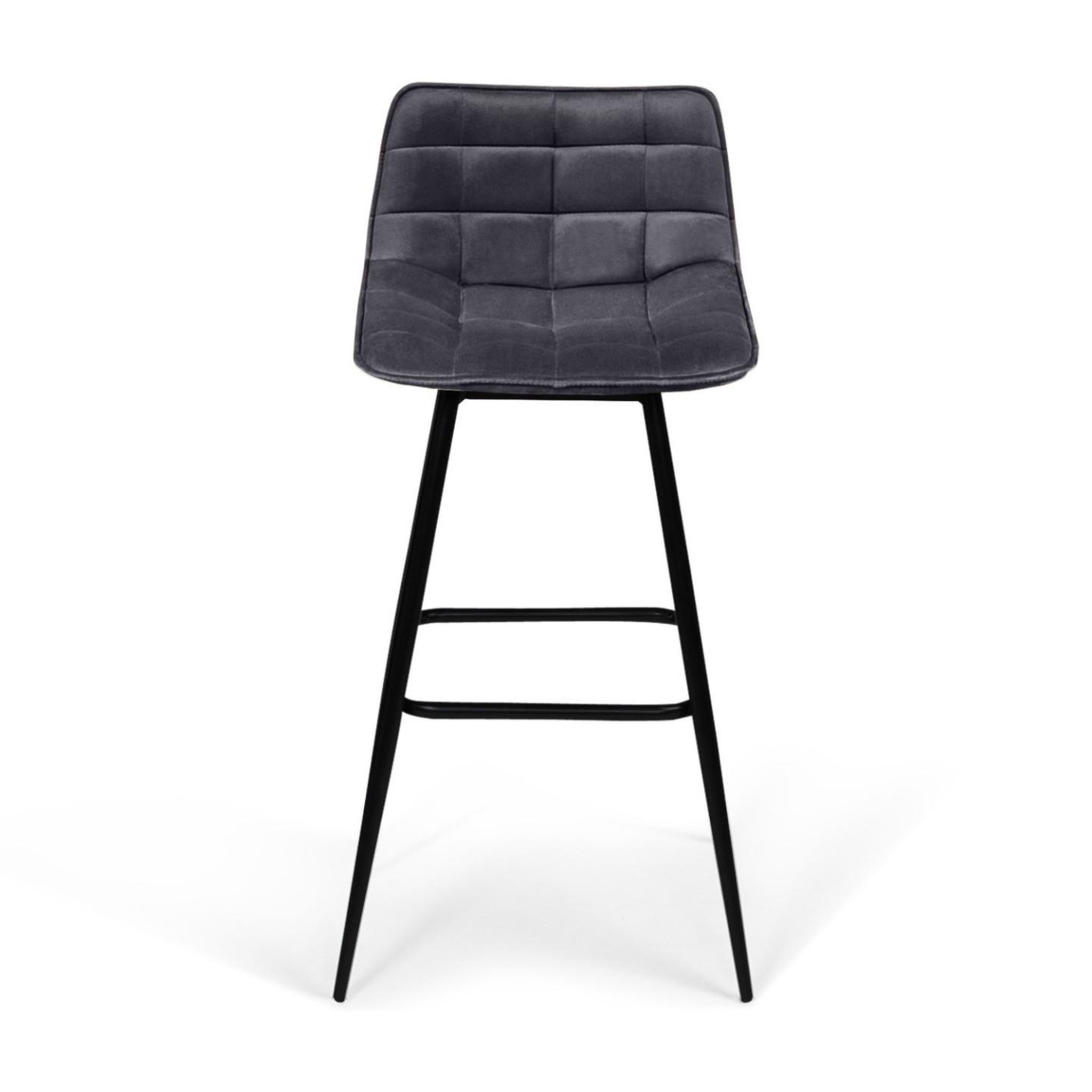 Voir la diapositive 3 : ID MARKET Lot de 4 tabourets de bar mady en velours gris foncé